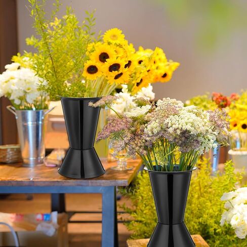 6 Pack Plastic Flower Bucket 11.8 Inch Tall Vase Bucket Cone Vase with Base for Cut Flower Multipurpose Buckets for Flower Bouquet Holder Centerpieces Decorations for Home Wedding (Black) in Saudi Arabia