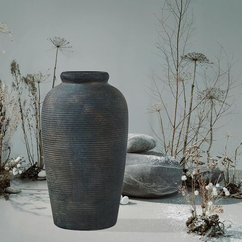 Decorative Ceramic Rustic vase,Tall vase for Minimalist Decoration,11" Large Vintage Vase for Home Decor,Centerpiece,Living Room,Enterway,Gray in Saudi Arabia