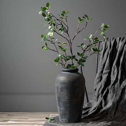 Decorative Ceramic Rustic vase,Tall vase for Minimalist Decoration,11" Large Vintage Vase for Home Decor,Centerpiece,Living Room,Enterway,Gray in Saudi Arabia