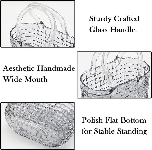 مزهرية محفظة، مزهرية حقيبة زجاجية، مزهرية محفظة زجاجية للزهور، مزهريات شفافة، مزهرية زهور كبيرة مقاس 12 بوصة بنمط منقوش لحفلات الزفاف، وغرفة المعيشة، وغرفة النوم، والطاولة، والمكتب (الحمل) in Kuwait