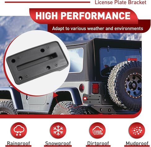 دعامة إطار لوحة الترخيص الخلفية متوافقة مع إطارات تركيب لوحة الترخيص Jeep Wrangler TJ 1997-2006 لاستبدال 55174994 من البلاستيك الأسود in Kuwait