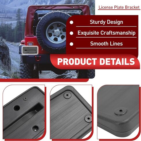 دعامة إطار لوحة الترخيص الخلفية متوافقة مع إطارات تركيب لوحة الترخيص Jeep Wrangler TJ 1997-2006 لاستبدال 55174994 من البلاستيك الأسود in Kuwait