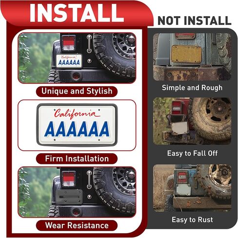 دعامة إطار لوحة الترخيص الخلفية متوافقة مع إطارات تركيب لوحة الترخيص Jeep Wrangler TJ 1997-2006 لاستبدال 55174994 من البلاستيك الأسود in Kuwait