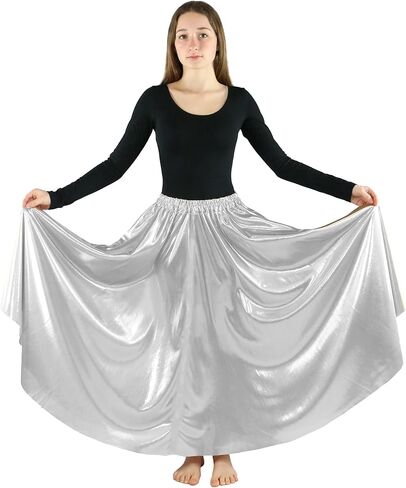 Danzcue Womens Long Full Circle Dance Skirt (L-XL, Scarlet) in Kuwait