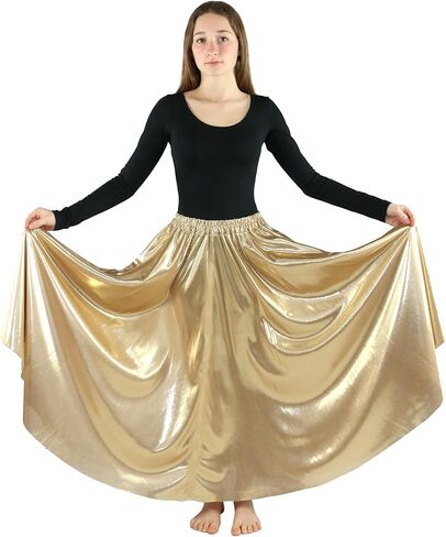 Danzcue Womens Long Full Circle Dance Skirt (L-XL, Scarlet) in Kuwait