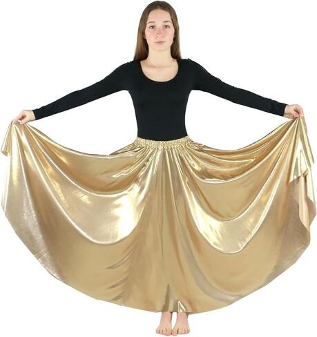 Danzcue Womens Long Full Circle Dance Skirt (L-XL, Scarlet) in Kuwait