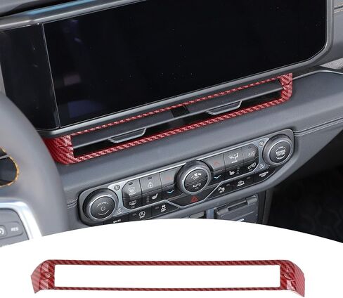 لـ 2024 Jeep JL Dash Center غطاء فتحة تهوية الهواء من ألياف الكربون الحمراء متوافق مع 2024 Jeep Wrangler JL JLU & Gladiator JT ملحقات داخلية من ألياف الكربون الحمراء in Saudi Arabia