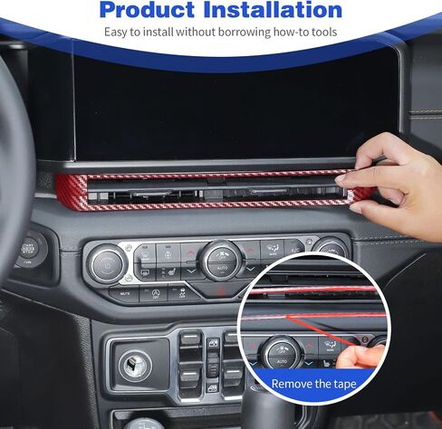 لـ 2024 Jeep JL Dash Center غطاء فتحة تهوية الهواء من ألياف الكربون الحمراء متوافق مع 2024 Jeep Wrangler JL JLU & Gladiator JT ملحقات داخلية من ألياف الكربون الحمراء in Saudi Arabia