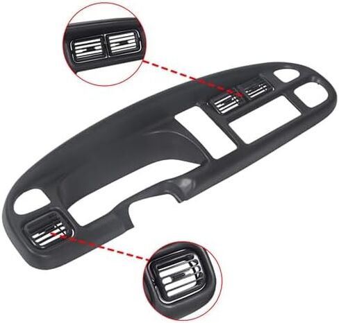 إطار ECOTRIC وغطاء لوحة القيادة متوافق مع 1998-2001 دودج رام 1500 2500 3500 شاحنات بيك اب غطاء الحافة مع فتحة تهوية وغطاء تراكب لوحة القيادة من البلاستيك الأسود (عبوتان) in Saudi Arabia