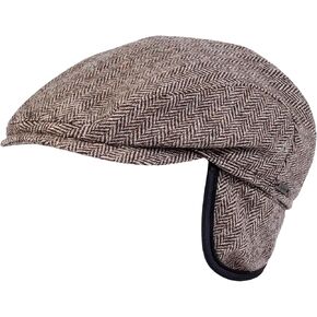 Wigens Men's Herringbone Wool Ivy Slim Cap with Earflaps in Saudi Arabia