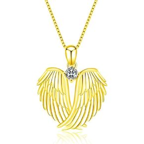 MALOYANVE Angel Wings Necklace Funny Lovely 925 Sterling Silver Rhinestone Hug Guardian Pendant Necklace for Women Lukey Christmas Jewelry in Saudi Arabia