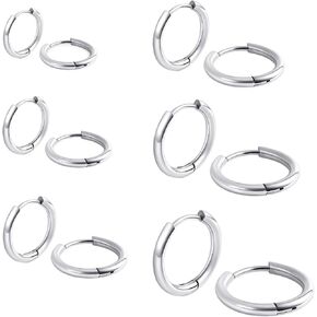 6 pairs - Hypoallergenic Hoop Earrings for Sensitive Ears – Small Gold, Silver & Black Huggie Hoops, Titanium & Surgical Steel, Lightweight & Comfortable, Perfect for Daily Wear, Weddings & Parties in Saudi Arabia