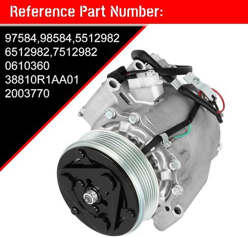 cciyu AC Compressor for Car 2012 2013 2014-2015 for Honda Civic 1.8L,Air Conditioning Compressor with Clutch 6 Grooves 97584 in Saudi Arabia