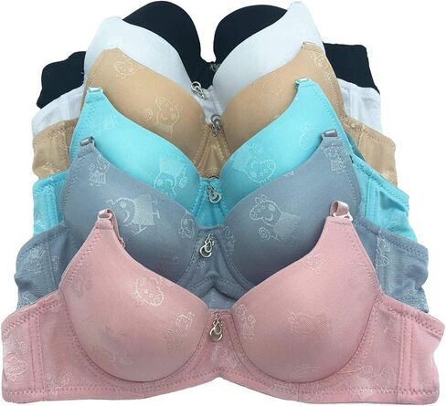 6 Pieces Light to Soft Padded Big Kids Wired Demi/Full Cup Youth Teenager Training Bra 30A 32A 34A 36A in Kuwait