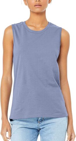 JustBlanks Ladies Active 100% Cotton High Neck Jersey Muscle Gym Running Yoga Sleeveless Tank Top for Women in Saudi Arabia