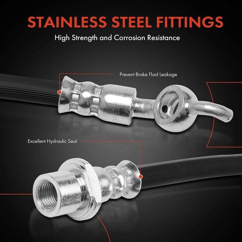 A-Premium Rear Outer Brake Hydraulic Hose Compatible with Toyota and Scion Models - Mirai 2016-2019, Prius 2010-2015, Prius Plug-In 2012-2015, Prius V 2012-2017, xB - Replace# 9094702E30(Pack of 2) in Saudi Arabia
