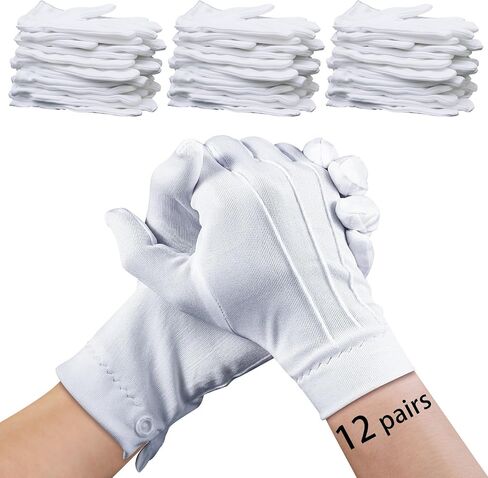 White Gloves women men with Snap Cuff Uniform Gloves Parade Costume for Police Server Funeral Formal Tuxedo Guard in Kuwait