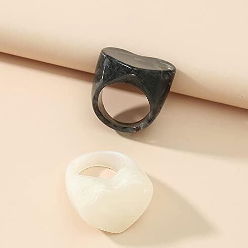 Resin Ring Set Multicolor Acrylic Plastic Knuckle Rings for Women Cute Trendy Chunky Geometric Colorful Stackable Square Jewelry Pack Statement Dome Thick Y2K Birthday Gift in Saudi Arabia
