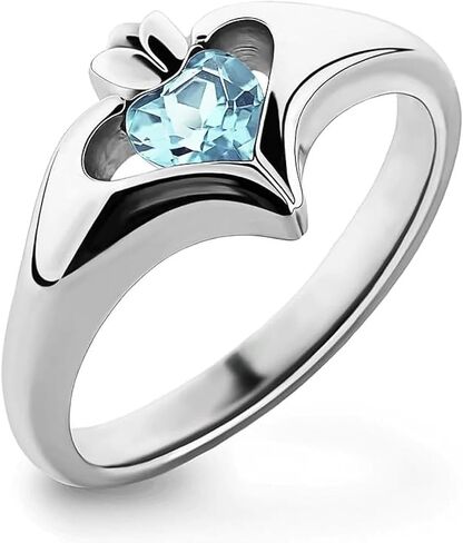 925 Silver Sapphire CZ Ladies Modern Claddagh Ring Heart Crystal Minimalist Solitaire Birthstone Rings Personalized Ring Promise Jewelry for Women 7# in Saudi Arabia
