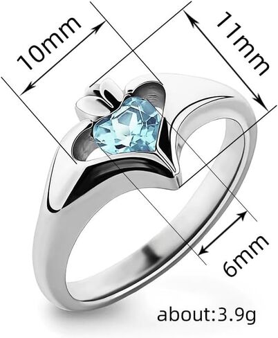 925 Silver Sapphire CZ Ladies Modern Claddagh Ring Heart Crystal Minimalist Solitaire Birthstone Rings Personalized Ring Promise Jewelry for Women 7# in Saudi Arabia