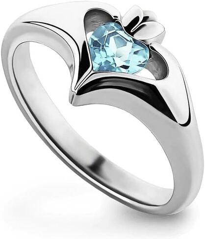 925 Silver Sapphire CZ Ladies Modern Claddagh Ring Heart Crystal Minimalist Solitaire Birthstone Rings Personalized Ring Promise Jewelry for Women 7# in Saudi Arabia