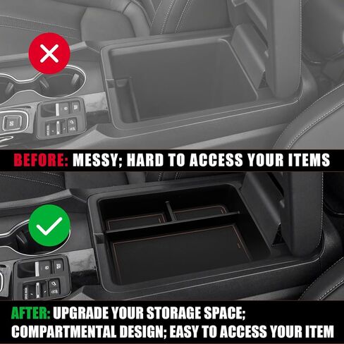 منظم وحدة التحكم المركزية لمقعد Muslogy Jump Seat متوافق مع Ford F150 2021-2024 2025 الملحقات الموجودة تحت المقعد، صندوق إدخال وحدة التحكم، مقسم مسند الذراع (مقعد القفز فقط) - قطعتان، علوي وسفلي in Saudi Arabia