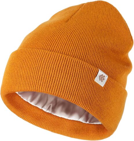 Beanie for Women Men Satin Lined Winter Hat Slouchy Beanie with Silk Lining for Hair Warm Knit Ski Hat Unisex in Kuwait