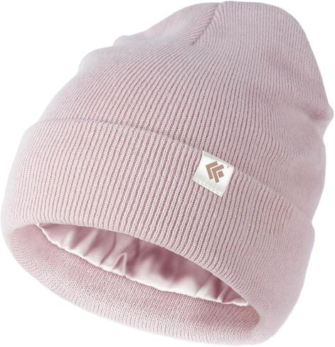 Beanie for Women Men Satin Lined Winter Hat Slouchy Beanie with Silk Lining for Hair Warm Knit Ski Hat Unisex in Kuwait