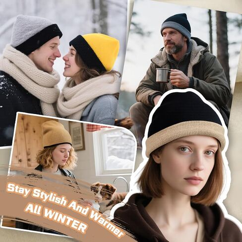 ZOORON Reversible Skull Caps for Men Women Reversible Beanie with -Double Side Warm Winter Fisherman Beanie in Saudi Arabia