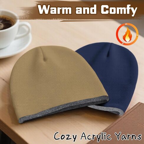 ZOORON Reversible Skull Caps for Men Women Reversible Beanie with -Double Side Warm Winter Fisherman Beanie in Saudi Arabia