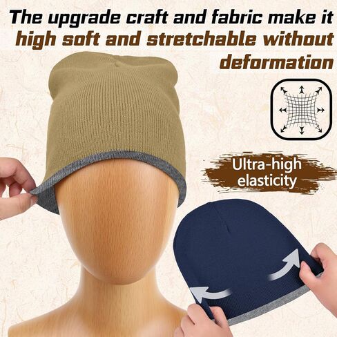 ZOORON Reversible Skull Caps for Men Women Reversible Beanie with -Double Side Warm Winter Fisherman Beanie in Saudi Arabia