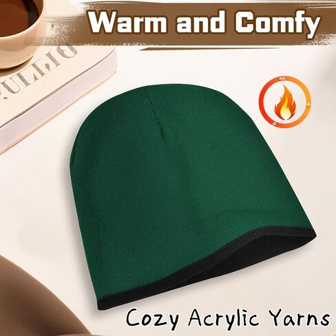 ZOORON Reversible Skull Caps for Men Women Reversible Beanie with -Double Side Warm Winter Fisherman Beanie in Saudi Arabia