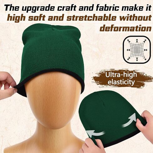 ZOORON Reversible Skull Caps for Men Women Reversible Beanie with -Double Side Warm Winter Fisherman Beanie in Saudi Arabia