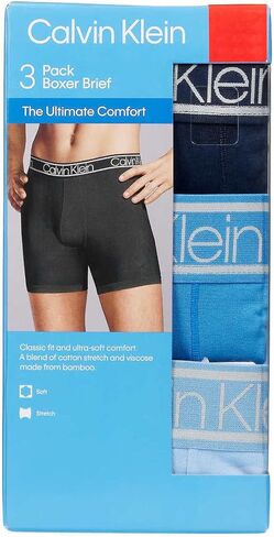 Calvin Klein Mens 3 Pack Lightweight Boxer Brief (US, Alpha, X-Large, Regular, Regular, Navy/Shoreline/Light Blue) in Saudi Arabia