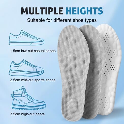 Steppers Insoles for Men and Women, Footstr Insoles with Arch Support, 4D Memory Foam Insoles, Breathable and Comfortable Shoe Inserts, Trim to Fit All Shoe Types (1Pair-Green, Men 6-7/Women 7.5-8.5) in Saudi Arabia