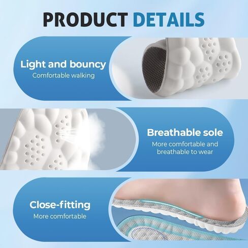 Steppers Insoles for Men and Women, Footstr Insoles with Arch Support, 4D Memory Foam Insoles, Breathable and Comfortable Shoe Inserts, Trim to Fit All Shoe Types (1Pair-Green, Men 6-7/Women 7.5-8.5) in Saudi Arabia