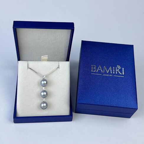 Black/White/Gold/Grey Pearl Necklace for Women, Sterling Silver Pendant Necklace, Handpicked Genuine Saltwater Cultured Pearls, Womens Chain 18+2 Inch Adjustable, Jewelry Gifts for Mother Wife in Saudi Arabia