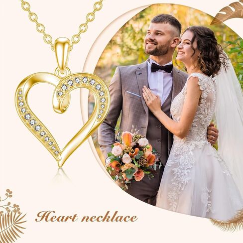 قلادة قلب من الذهب الصلب عيار 14 قيراط مع عقد مويسانيتي للحب الأبدي على شكل قلب مجوهرات لذكرى عيد الميلاد وهدايا عيد الأم للأم وزوجتها in Kuwait