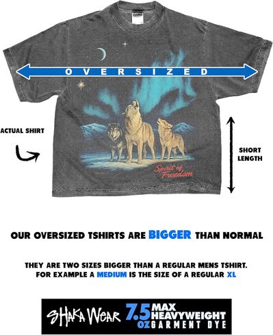 Washed Shaka-Wear Drop Shoulder 7.5 oz Heavyweight Graphic Tshirts Vintage Thick Boxy & Oversized Baggy Fit in Saudi Arabia