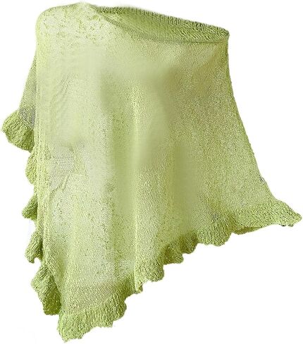 Women's Plus Size Sheer Mesh Ruffle Sweaters Off The Shoulder Tops See Through Half Sleeve Crochet Poncho in Saudi Arabia