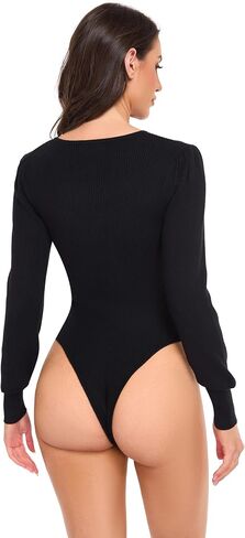 Women's 2025 Long Puff Sleeve Sweaters Fall Winter Crewneck Knit Ribbed Bodysuit Pullover Tops in Saudi Arabia