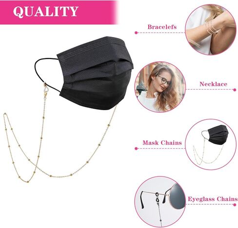 5 قطع سلسلة نظارات، سلسلة نظارات خرز ذهبي للنساء، سلاسل نظارات أنيقة، سلاسل للنظارات حول الرقبة نظارات شمسية أنيقة 26.7 بوصة لإكسسوارات تثبيت قناع الوجه in Saudi Arabia
