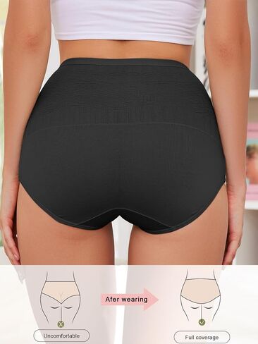 Women's Cotton Underwear High Waisted Tummy Control Stretch Ladies Panties Full Coverage Postpartum Briefs 4 Pack in Saudi Arabia