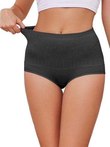 Women's Cotton Underwear High Waisted Tummy Control Stretch Ladies Panties Full Coverage Postpartum Briefs 4 Pack in Saudi Arabia