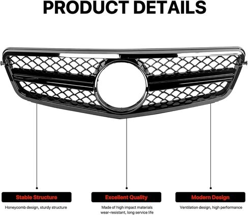 شبكة أمامية KARPAL AMG متوافقة مع 2014-2017 مرسيدس بنز W204 C-Class باللون الأسود in Kuwait