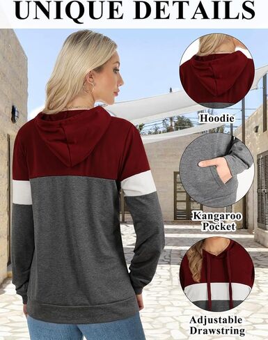 AURUZA Women's Long Sleeve Sweatshirt Hoodie with Pocket, Loose Fit Pullover Tunic Top in Saudi Arabia
