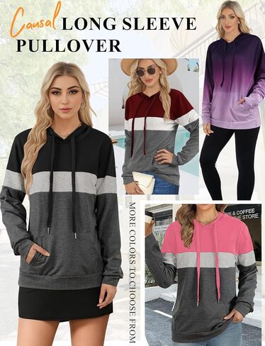 AURUZA Women's Long Sleeve Sweatshirt Hoodie with Pocket, Loose Fit Pullover Tunic Top in Saudi Arabia