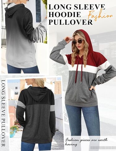 AURUZA Women's Long Sleeve Sweatshirt Hoodie with Pocket, Loose Fit Pullover Tunic Top in Saudi Arabia