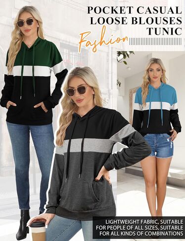 AURUZA Women's Long Sleeve Sweatshirt Hoodie with Pocket, Loose Fit Pullover Tunic Top in Saudi Arabia