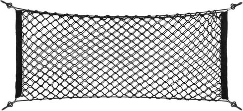 35.5 x 15.7 Inch Rear Cargo Net Adjustable Elastic Mesh Storage Organizer Large Capacity Stretchable Trunk Storage Net with Hooks and Screws for Car SUV Truck Van in Saudi Arabia